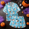 thumbnail image 5 of CQXIDFH Matching Halloween Pajamas Plus Size Halloween Pumpkin Print Short Sleeve Button Top and Shorts Set Cute Sleepwear Casual Lounge Home Wear, 5 of 8