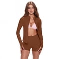 thumbnail image 7 of Plus Size Workout Sets for Women 2 Piece Outfits Tracksuits Sweatsuit Sets Long Sleeve Zip Up Running Jacket High Waist Shorts Set, 7 of 7