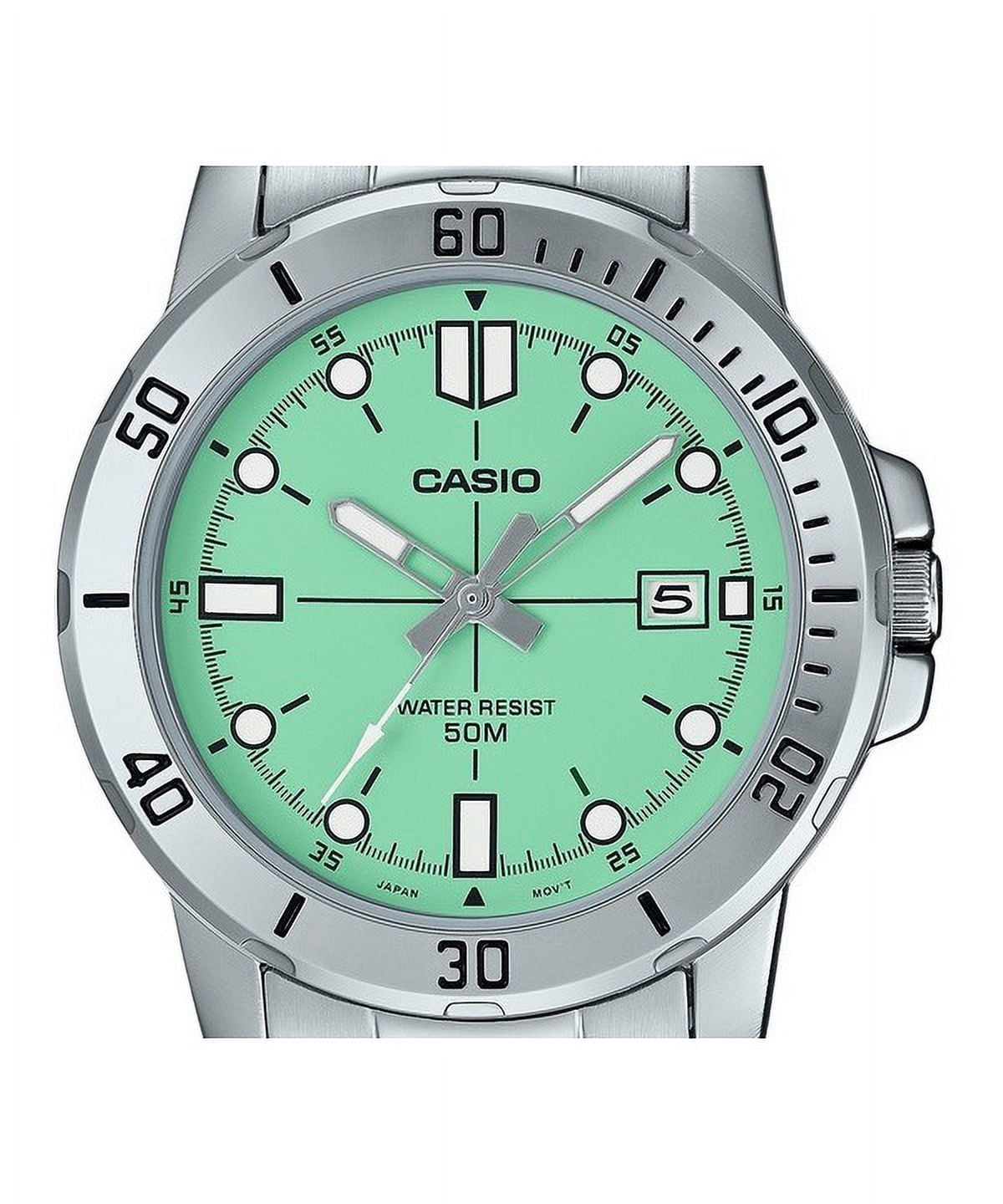 Casio Men’s Green Dial Analog Watch with Stainless Steel Bracelet -