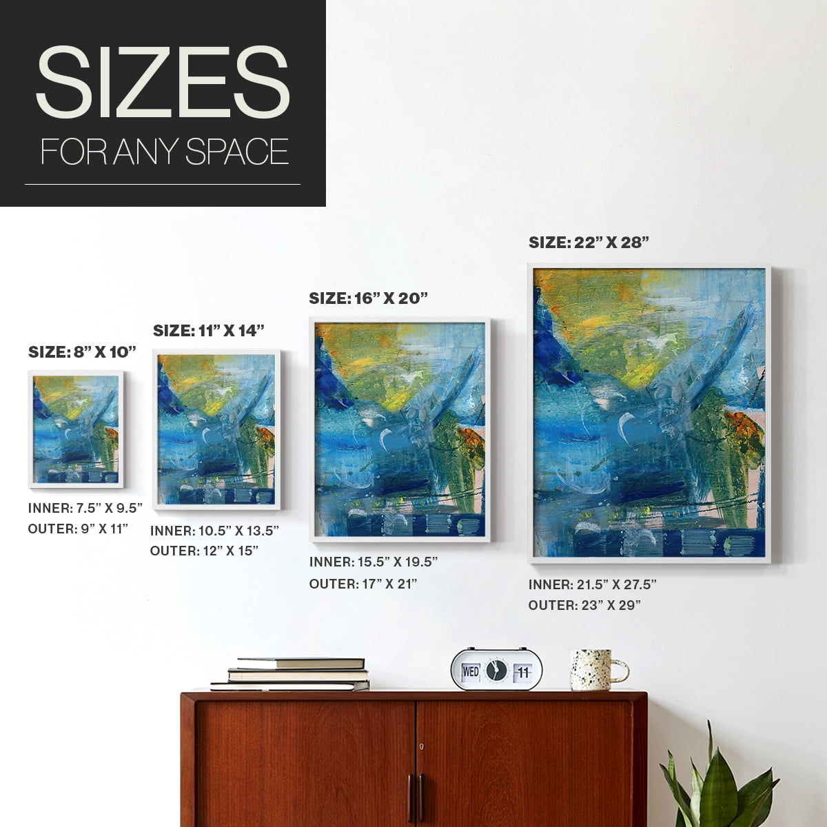 Spring Winds IV in White Solid Wood 11 x 14 Framed Print