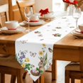 thumbnail image 2 of Spring Easter Table Runner Linen Burlap Table Runner 72 Inches Long Country Bunny Chick Floral Butterflies Watercolor Dresser Scarves for Kitchen Island Coffee Dining Party Holiday Decor 14"x72", 2 of 8