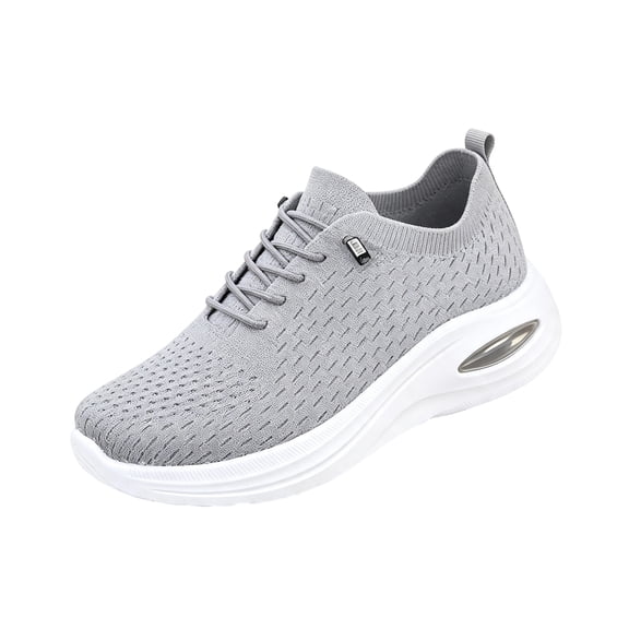 Women Wide Toe Box Slip On Walking Sneakers, Air Cushion Mesh Shoes with Arch Support, Non-Slip Lightweight Breathable Footwear for All Day Standing Gym Work Daily Walking Activities Gray 8