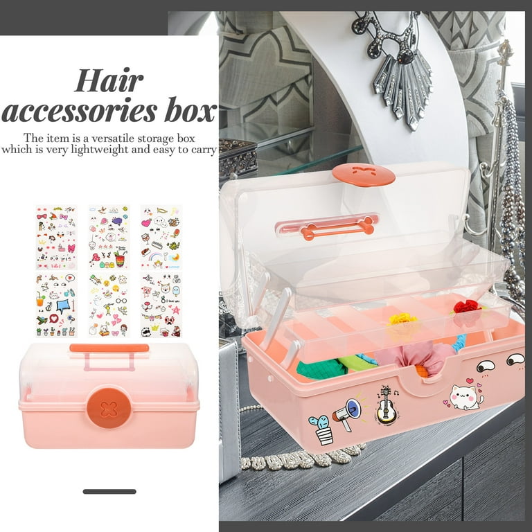 1Set Children Hair Accessories Organizer Multi-tier Hairpin Hair Tie Storage  Container Pink 