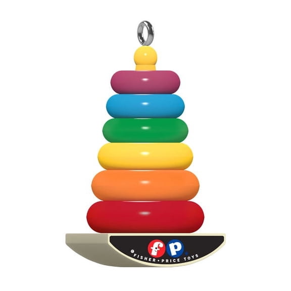 Hallmark QXM8265 Mini Fisher-Price 0.875" Rock-a-Stack 2021 Ornament