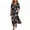 Black Floral, variant on Erwazi Women's Ruffed Dresses Crew Neck 3/4 Sleeve Print Relaxed Fit Weekend Maxi Dress