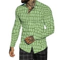 thumbnail image 3 of Male Casual Solid Shirt Stand Collar Blouse Button Roll Up Sleeve Long Sleeve T Shirt, 3 of 6