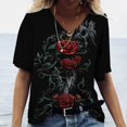 thumbnail image 1 of Camiseta Vintage con estampado 3D de calavera para mujer, blusas con cuello en V, Jersey informal de manga corta, Tops de gran tamaño, ropa Harajuku, camisetas de verano, 1 of 4
