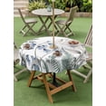 thumbnail image 5 of Outdoor Tablecloth with Umbrella Hole Zipper Blue Beige Floral Round Tablecloth 54" Waterproof Outside Table Cloth Farmhouse Botanical Patio Table Cover Tablecloths for Picnic Party, 5 of 8