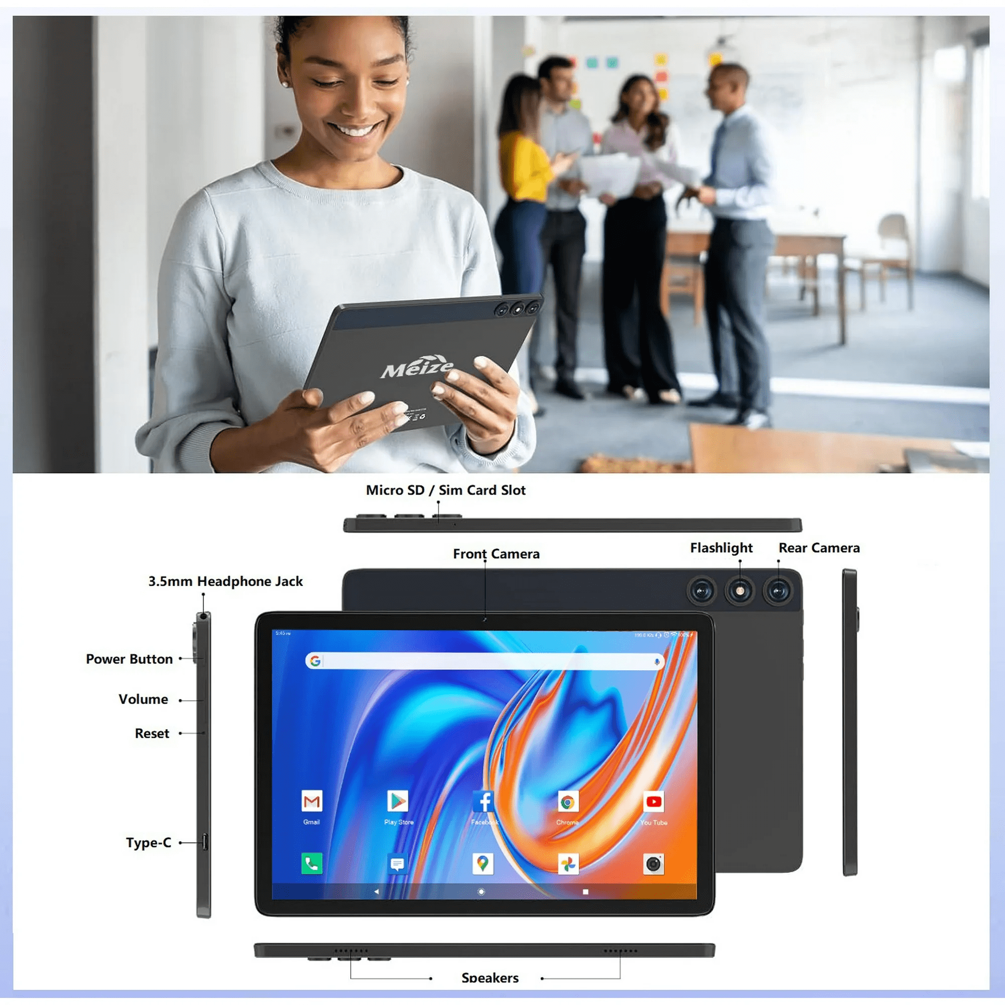 Android 14 Tablet,4G Cellular Tablet,128GB ROM 14GB RAM