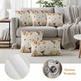 thumbnail image 6 of Fall Grey Orange Outdoor Waterproof Pillow Covers, Thanksgiving Pumpkins Rustic Maple Leaf Decorative Square Throw Pillowcase Sofa Cushion Sham for Patio/Couch/Chair, 20"x20" 2 Pack, 6 of 8