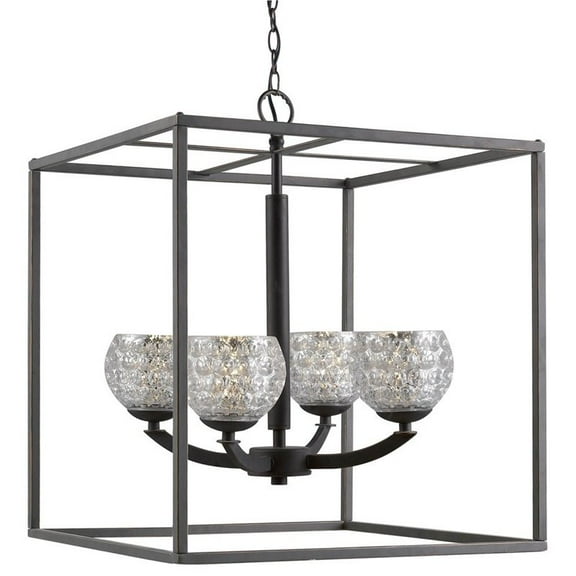 Woodbridge Lighting Mirage 4-light Square Glass Pendant Chandelier in Bronze