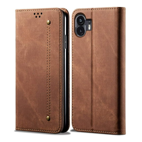 For Nothing Phone (2) Jeans Cloth Texture Flip Wallet Case Protective Stand Cell Phone Cover
