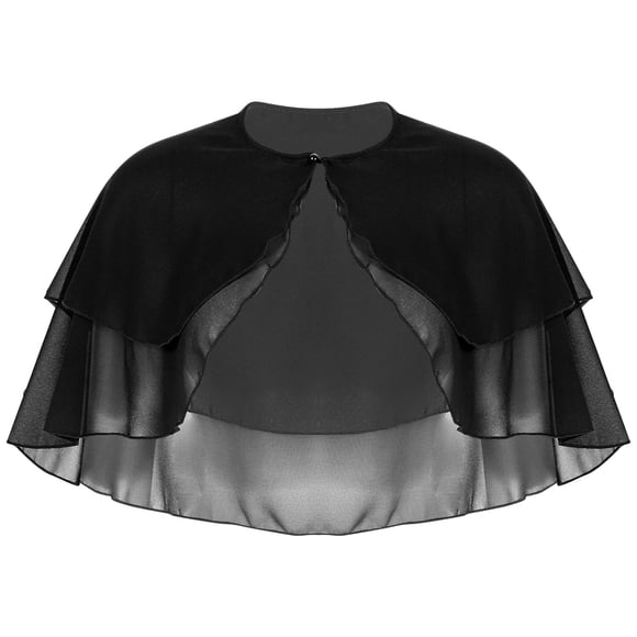 Alvivi Womens Soft Chiffon Shawl Wraps Shrug for Evening Dress Wedding Cape Bolero Flapper Cover Up Black One Size