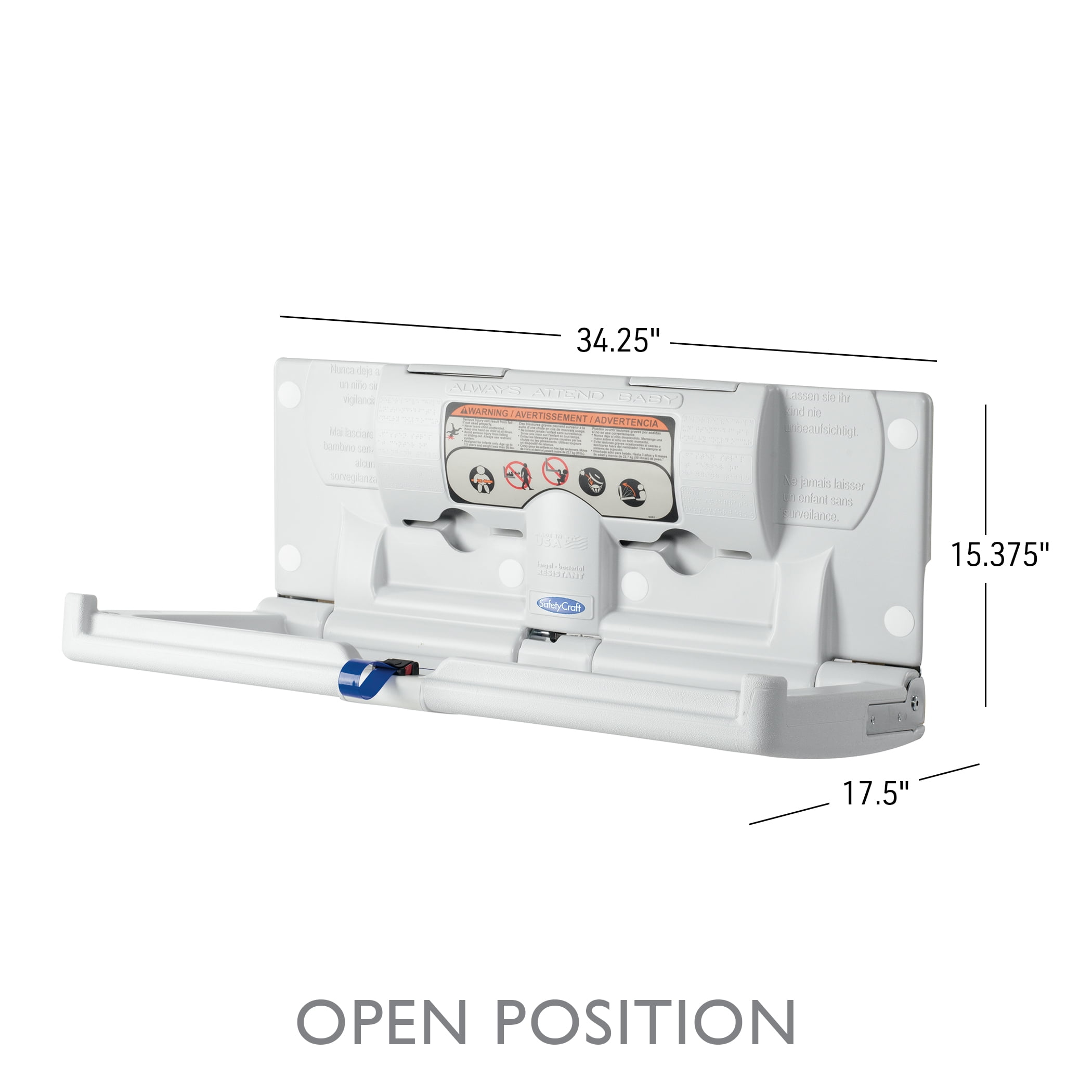 SafetyCraft Horizontal Wall-Mounted Baby Changing Station, Light Gray (100-EH-SC)