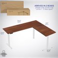 thumbnail image 6 of VIVO Dark Walnut / White Electric 75" x 63" Corner Desk, L-Shaped Workstation, 6 of 8