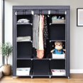 thumbnail image 2 of GZXS Wardrobe Closet, Quick and Easy Assembly, Portable Clothes Rack with Hanging Rod and Non-Woven Fabric Cover for Bedroom, Gray, 2 of 8