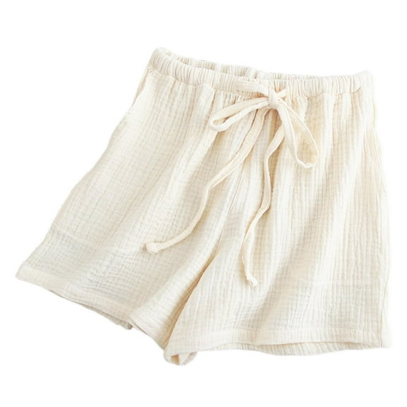 New Summer Women's Crinkle Fabric Shorts, Large Size, Drawstring, for Home and Beach