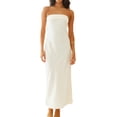 thumbnail image 1 of Vestido largo Realtix de seda satinada sin espalda para mujer, 1 of 5