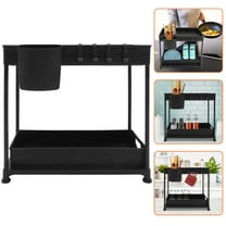 MLINS  Kitchen Cabinet Storage Rack under Sink Pull-out Drawer Basket Organizer Drawers Water Trough Black