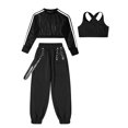 thumbnail image 5 of Aiihoo Kids Girls Sports Gymnastics Workout Hip-hop Jazz Outfits Sleeveless Vest with Cargo Pants and Crop Top for Dance Performance Black 8, 5 of 7