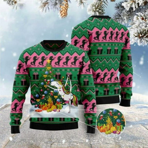 Christmas Tree Unicorn Ugly Christmas Sweater, Xmas Tree Sweater, Christmas Sweater