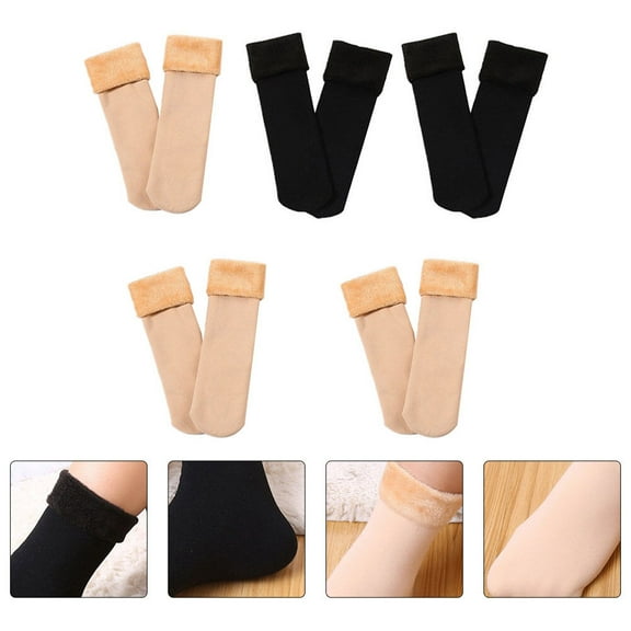 WHAMVOX  5 Pairs Warm Stockings Household Socks Winter Long Women Black