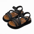 thumbnail image 4 of TOWED22 Toddler Girl Sandals - Flower Girl Dress Shoes Open Toe Little Kid Summer Flats Black,12, 4 of 6