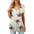 thumbnail image 1 of Qiylii Womens Loose T shirt Short Sleeve Floral Print V-Neck T-Shirt Tops Blouse S-XXL, 1 of 1
