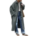 thumbnail image 3 of Womens Long Trench Coat Single Breasted Oversized Windproof Classic Lapel Fall Overcoat, 3 of 5