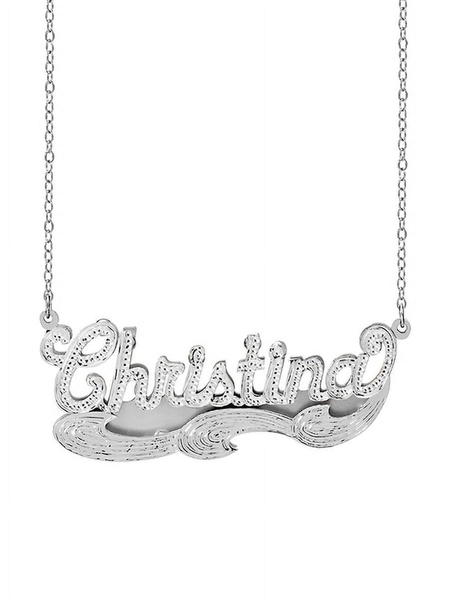 Personalized Name Necklace with Beading and Rhodium