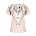 thumbnail image 5 of Lydiaunistar Spring Women's Plus Size Printed Short Sleeve V-Neck Button Down Casual Blouse Tops for Spring, Summer, Party, Work & Vacation - Polyester Fashion Top Pink, 5 of 5