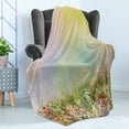 thumbnail image 4 of Flower Soft Flannel Fleece Throw Blanket, Cosmos Daisy Cornflower Wildflower Dandelion in Floral Meadow Drawing of Nature, Cozy Plush for Indoor and Outdoor Use, 50" x 60", Multicolor, by Ambesonne, 4 of 5