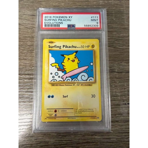 Collectible Graded 2016 Pokemon XY Evolutions Surfing Pikachu #111 PSA 9 Graded Trading Card