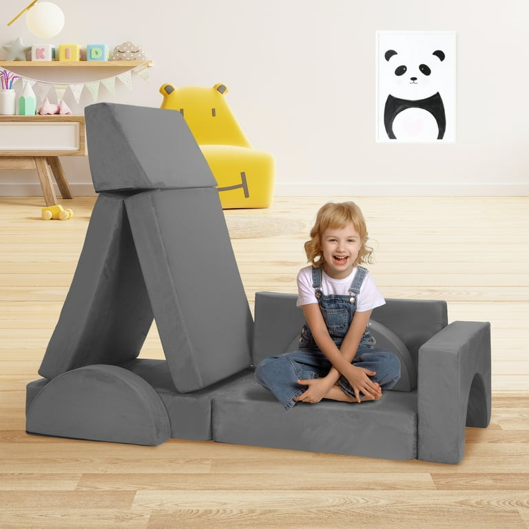 Easoger 8pcs Modular Kids Play Couch, Convertible Foam Floor Sofa