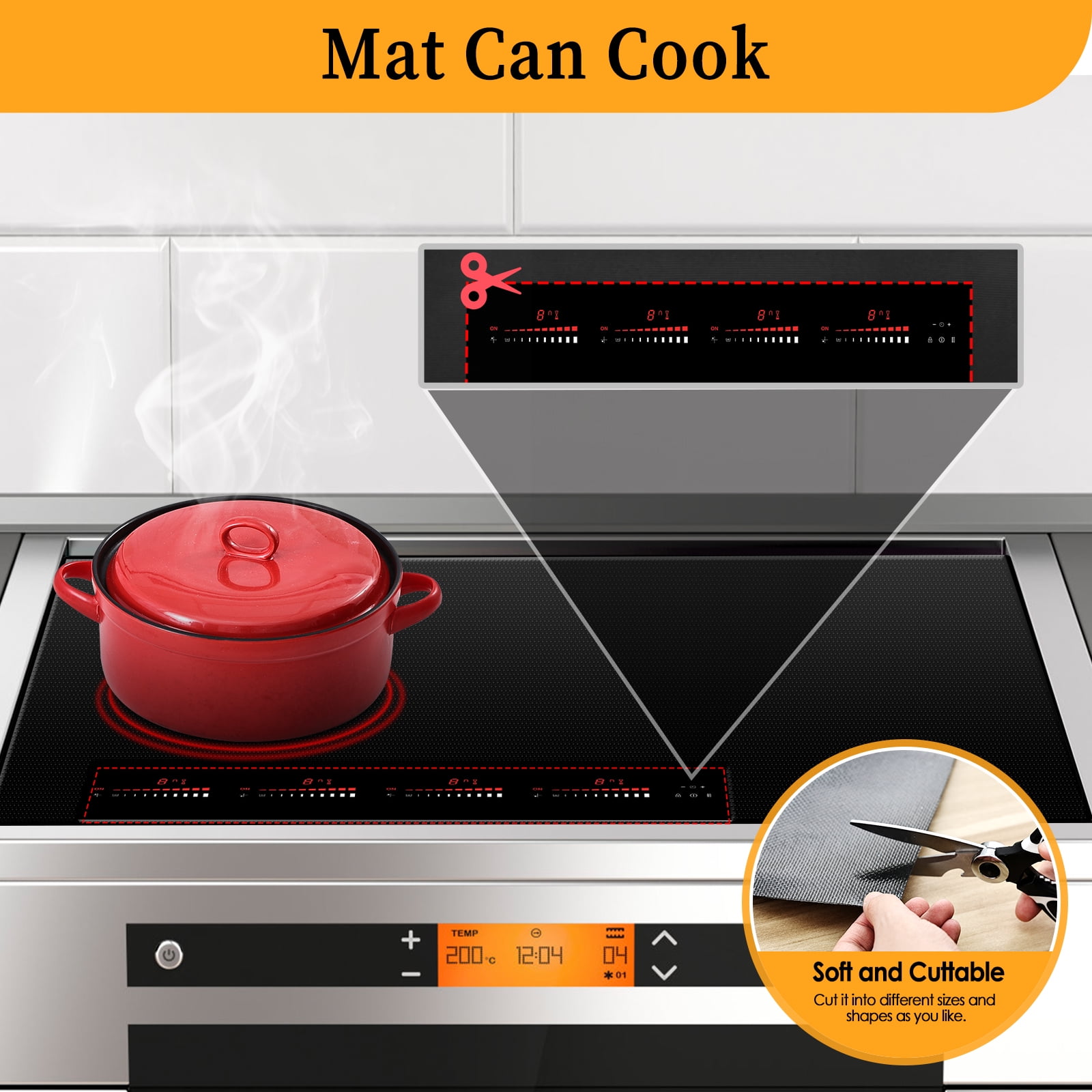 KitchenRaku Large Induction Cooktop Protector Mat 21.2x35.4 Inch, Magnetic Electric Stove Covers Antistrike Glass Top Stove Cover, Silicone Induction Cooktop Mat for Electric StoveTop