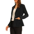 thumbnail image 4 of INSPIRE CHIC Women's Faux Suede Blazer Lapel Collar Long Sleeves Wear-to-Work Jacket M Black, 4 of 6