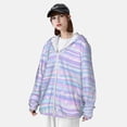 thumbnail image 4 of Pofeuu Striped Gradient Print Sun Protection Outdoor Lightweight Full Zip UV Cooling Hoodie Long Sleeve Summer Clothing for Outdoor Hiking-3X-Large, 4 of 5