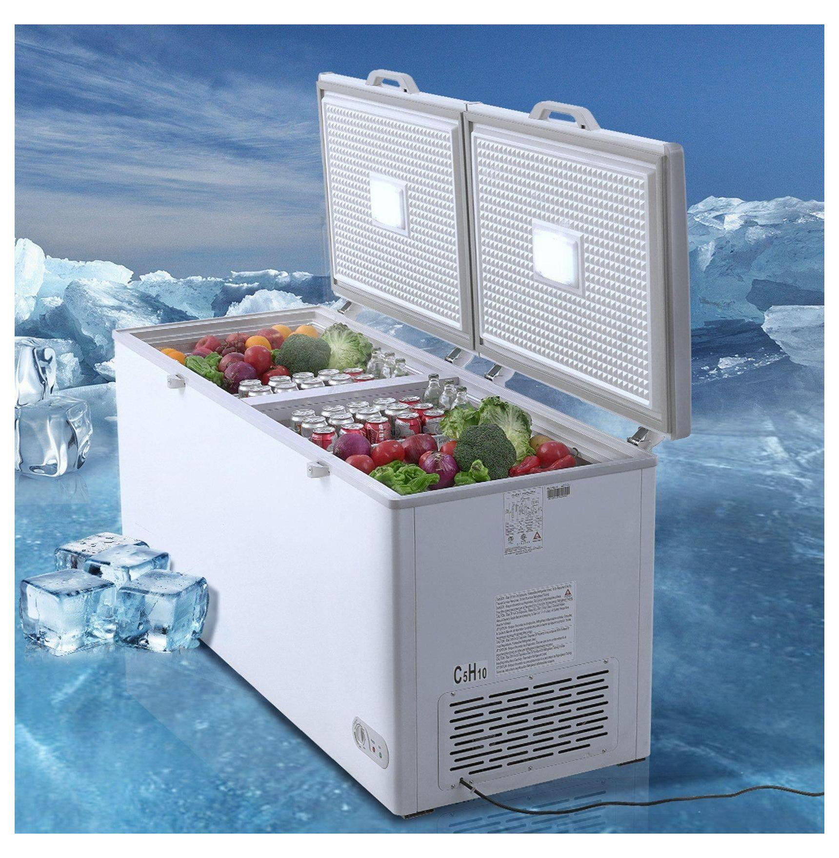Chest Freezer 19.8 Cu.ft Large Deep Freezer with Baskets - Commercial Freestanding Freezer, Adjustable Temp, LED Light, 6 Wheels - Food Preservation