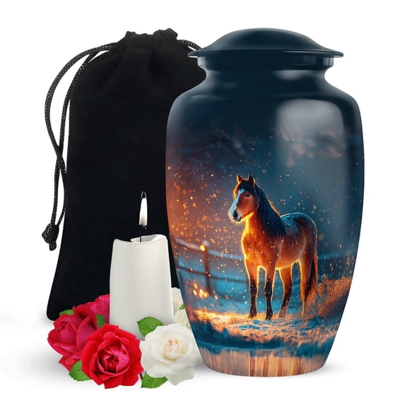 Yatskia Horse Large Cremation Urns for Human Ashes Adult Mom and Dad, Decorative Memorial Urn for Ashes Adult Male, (Classic Large, 10 Inch)
