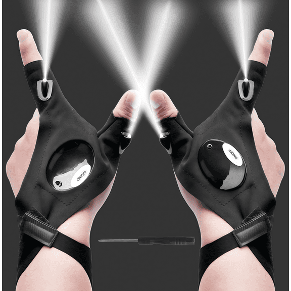 2026 New LED Flashlight Gloves, Stocking Perfect Gifts for Men, Gifts for Adults Dad Him Boyfriend Birthday Father's Day, Cool Gadget Finger Lights for Fishing Camping