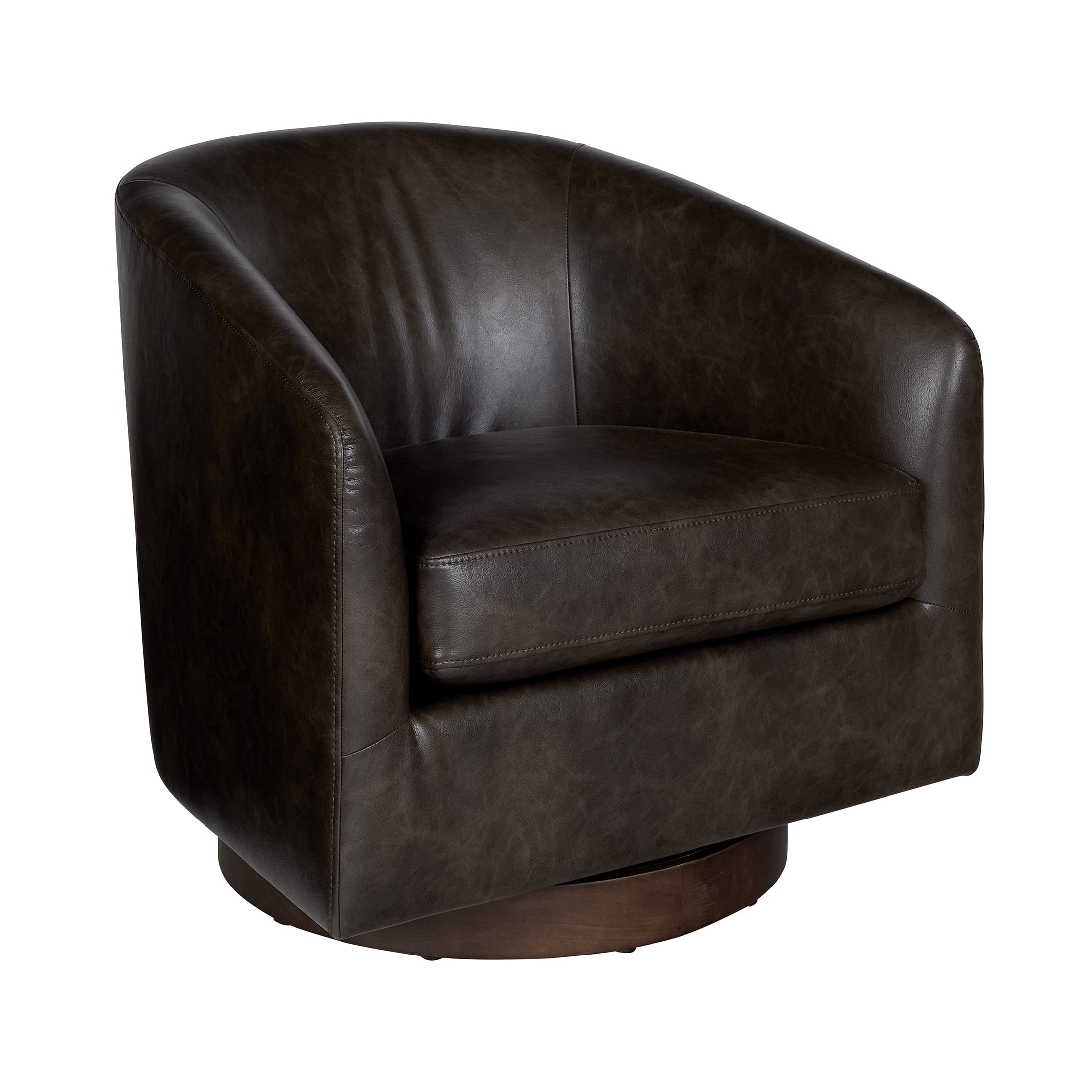 Better Homes & Gardens Bradford Wooden Base Modern Swivel Accent Chair, Dark Espresso Faux Leather