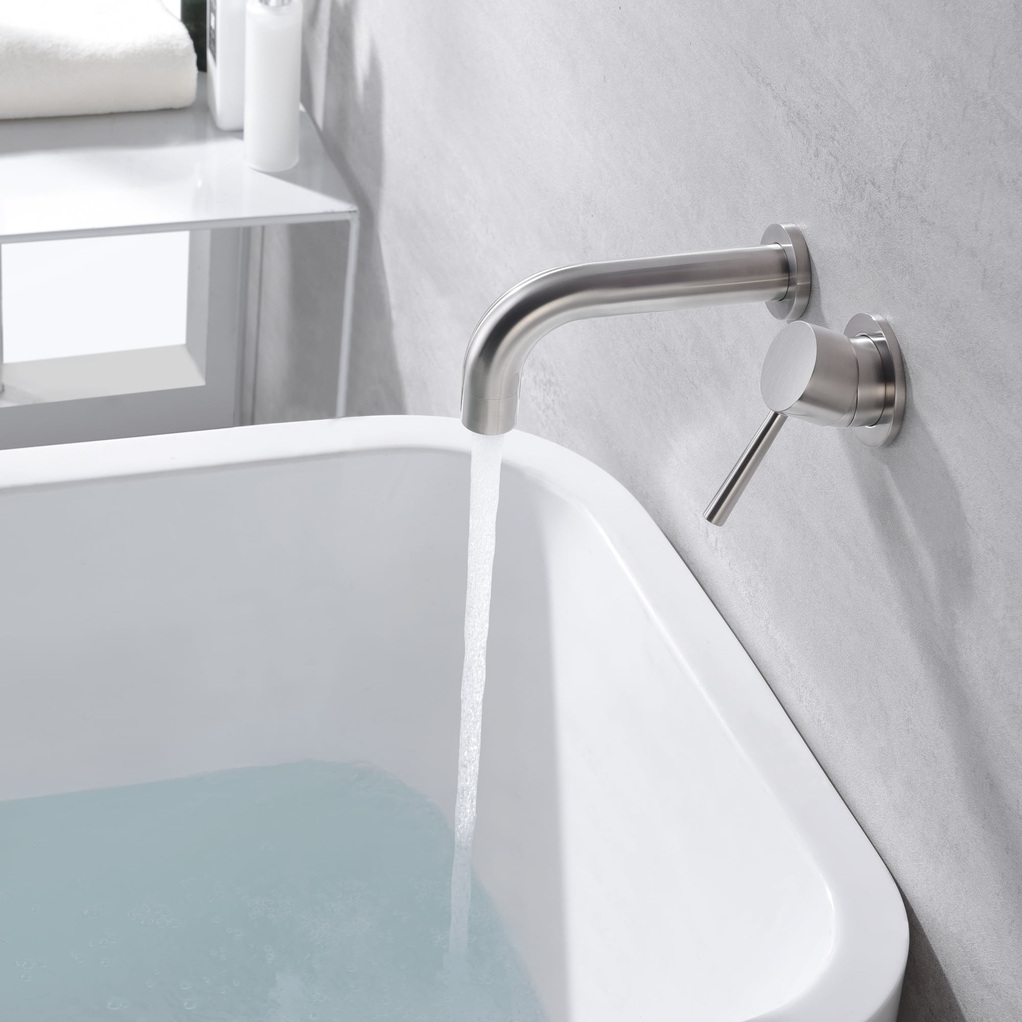 SUMERAIN Tub Faucet Wall Mount Bathtub Faucet, Brushed Nickel with Valve
