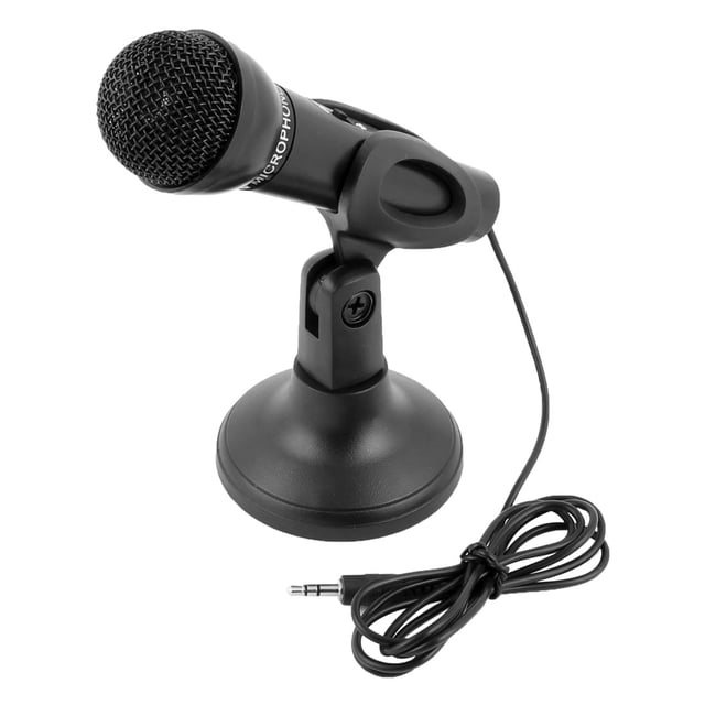 PC Computer Laptop Mini 3.5mm Studio Speech Stand Mount Microphone Mic Black
