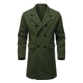 thumbnail image 2 of Maqroz Mens Long Double Breasted Trench Coat Notch Lapel Collar Winter Warm Overcoat Casual Business Formal Outerwear Heavyweight Classic Long Jacket, (Army Green,XL), 2 of 9