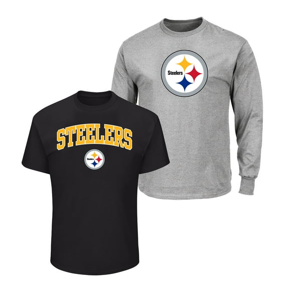Men's Fanatics  Black/Heather Gray Pittsburgh Steelers Big & Tall 2-Pack T-Shirt Set