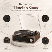 Maio A4 vintage phonograph, vinyl record, high-fidelity stereo sound, 3-speed belt-driven vintage phonograph, 3.5mm output compatible with external speakers, perfect holiday gift,Red Walnut