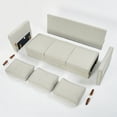 thumbnail image 4 of Mellow Hana Modern Upholstered Linen Fabric Sofa with Armrest Pockets, Sand Grey Beige, 4 of 9