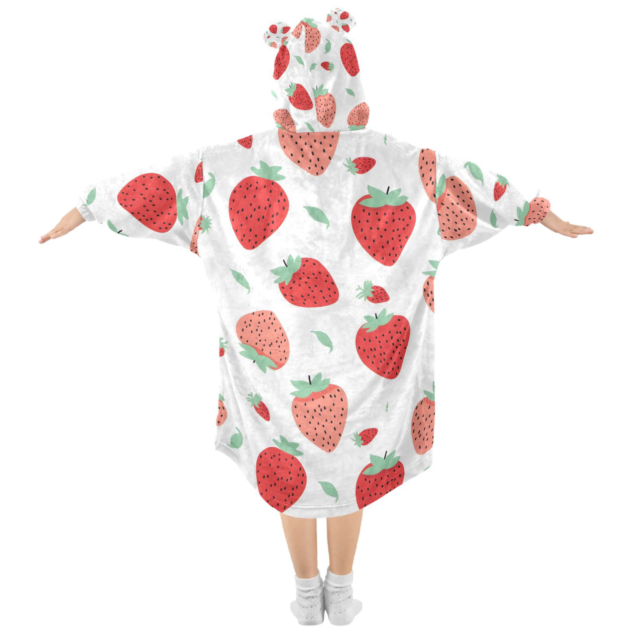 joogoo Blanket Hoodie for Cute Strawberry Oversize Sweatshirt 3-14 YR L