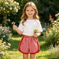 thumbnail image 4 of Diufon Kids Shorts Boys Girls Elastic High Waist Sport Running Gingham Shorts Summer Fashion Plaid Short Pants, 4 of 9
