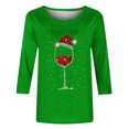 thumbnail image 4 of Wycnly Christmas Shirts Clearance Winter Tee Tops for Women Womens Christmas Shirts Merry Xmas Round Neck Lightweight Ladies Pullover Blouses Casual Snowflake Print Tee Tops Fall 3/4 Sleeve Tops, 4 of 5